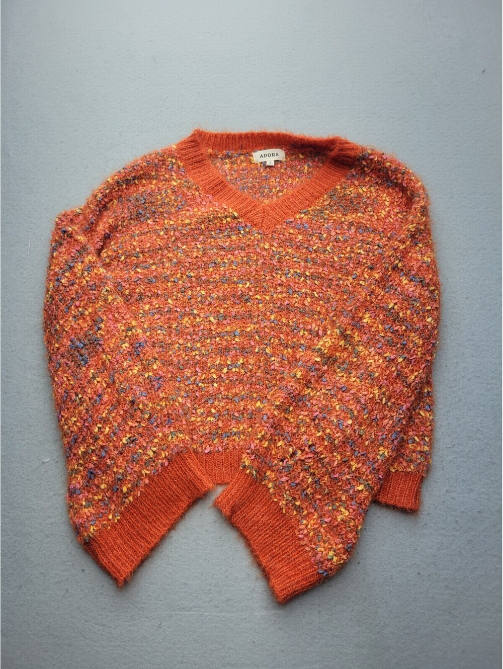 Adora Women's Sweater Small Orange Pullover Long Sleeve Heather Acrylic Blend